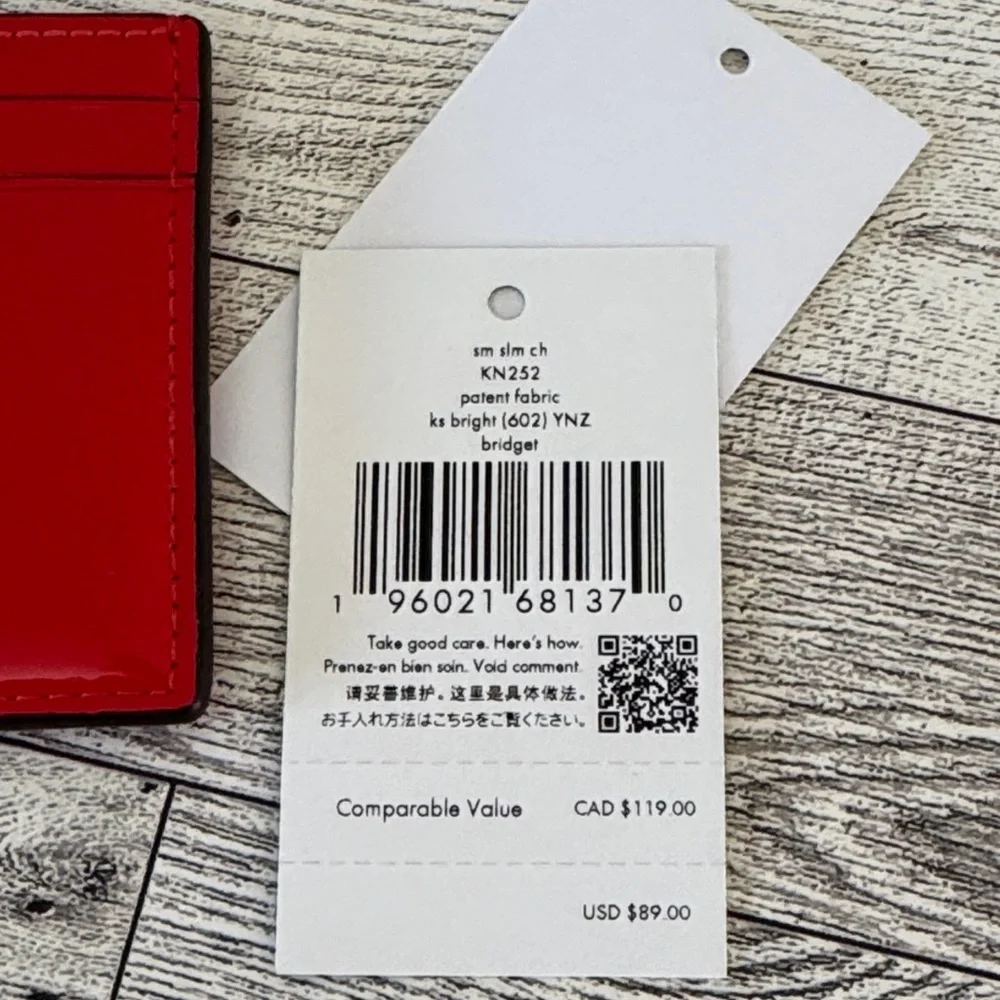 Kate Spade Bridget Red Patent Slim Card Wallet NWT